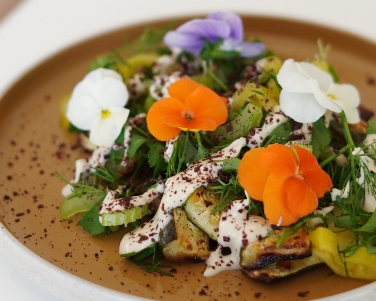roasted courgette and tahini salad