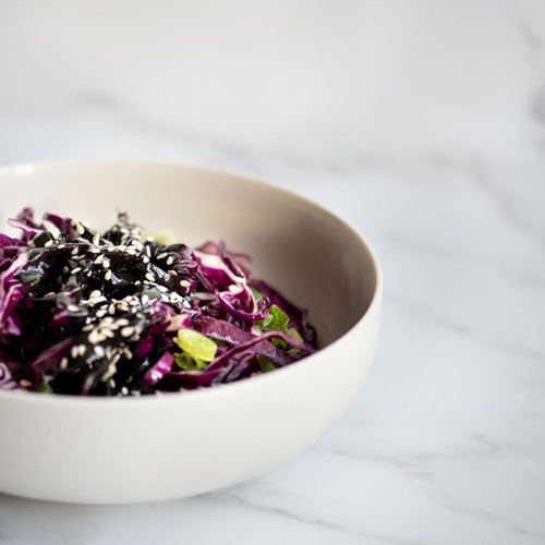 purple cabbage & japanese black tahini salad