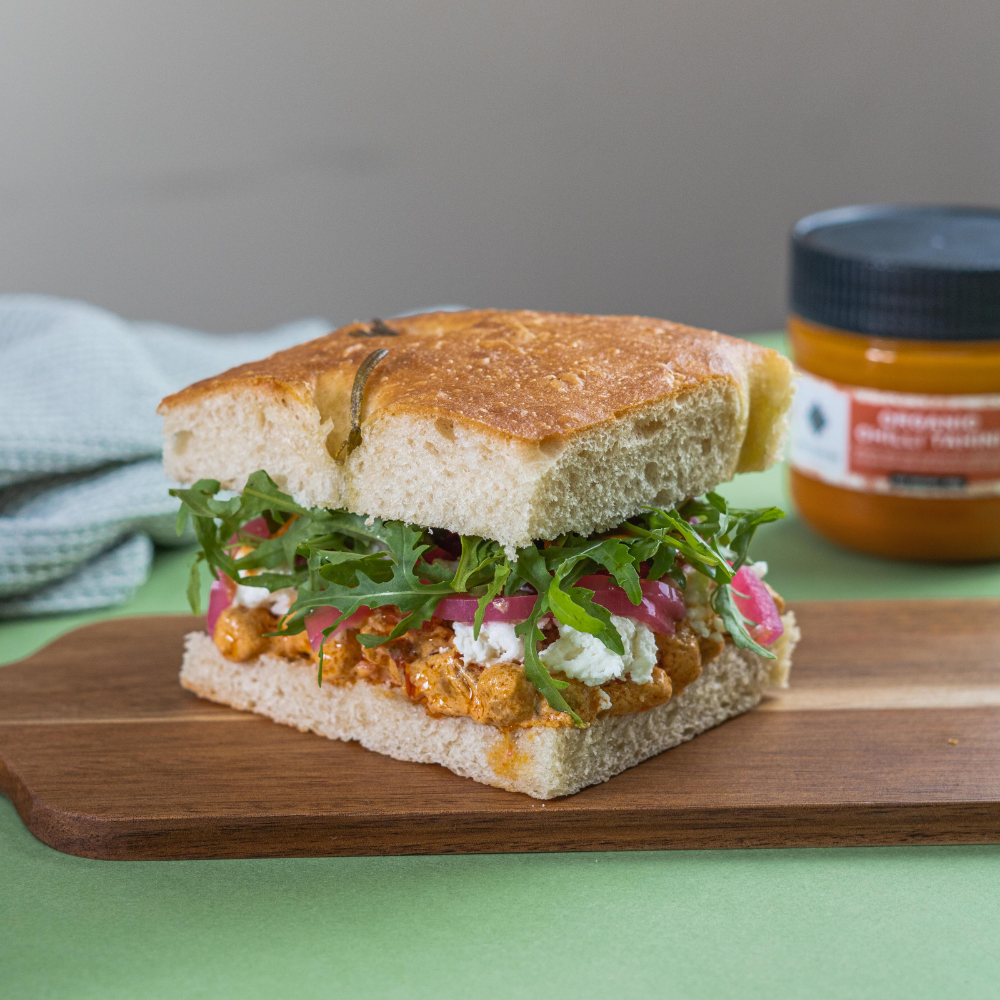 spicy focaccia sandwich