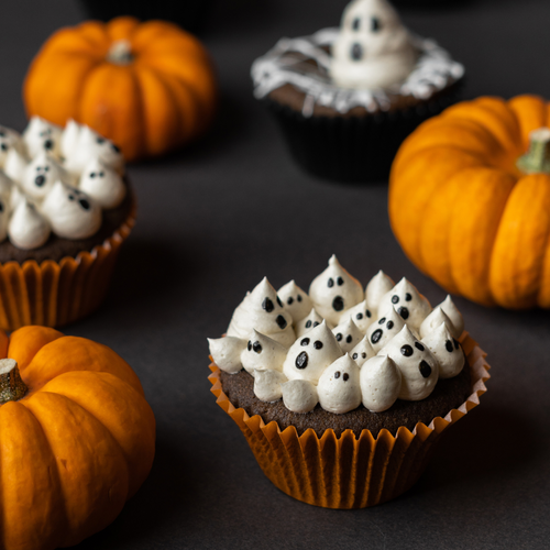 spooky vegan tahini cupcake